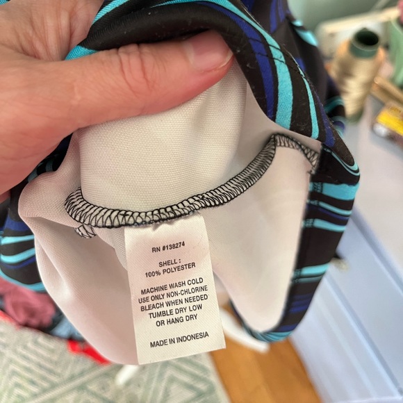 Kalijati Fit and Flare Dress L Black Blue Swirl Stretch Dressy Business VGUC - Picture 5 of 5